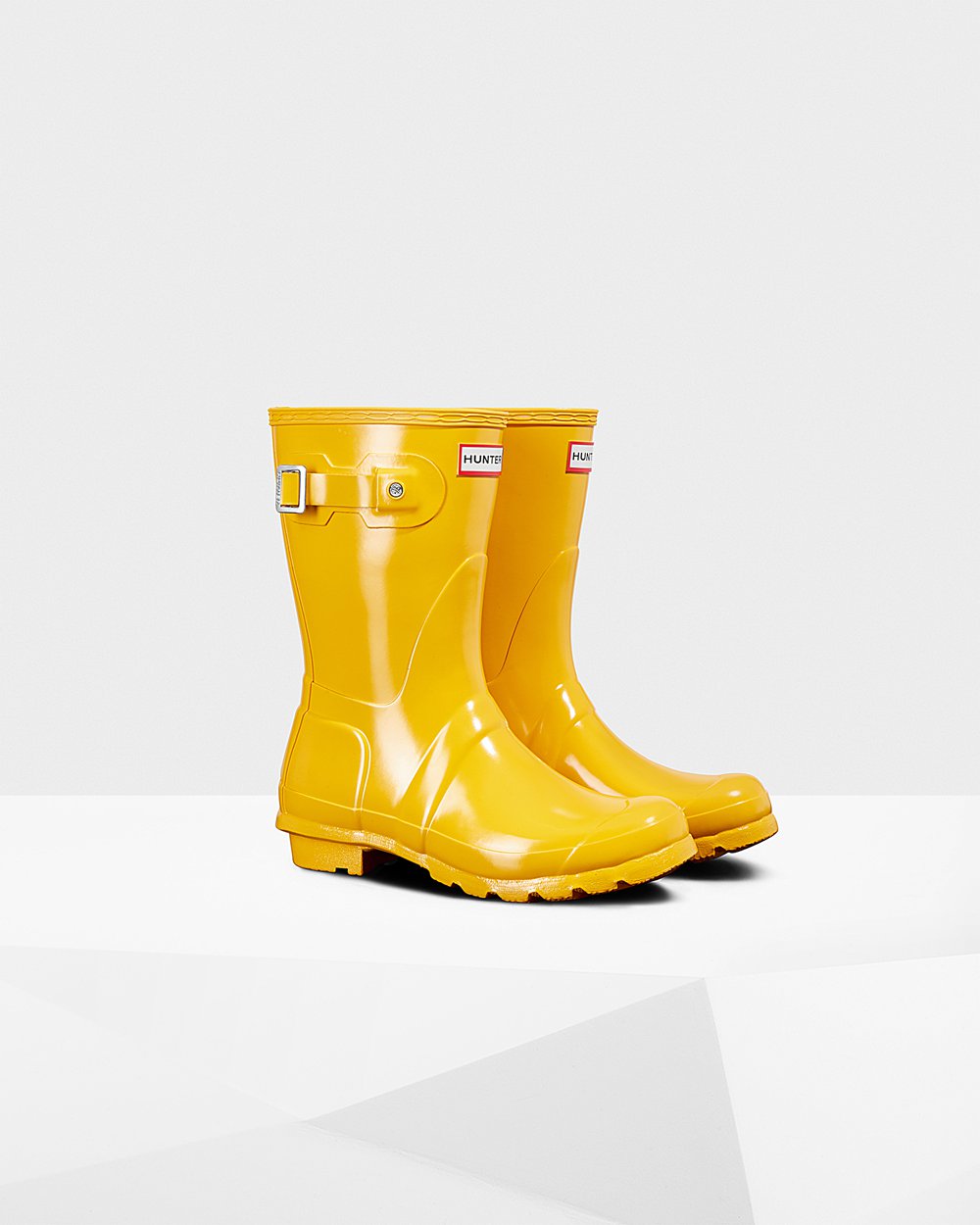 Womens Short Rain Boots - Hunter Original Gloss (48IHSGFVE) - Yellow